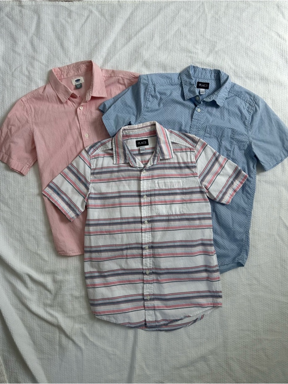 Boys Button Down Shirts Lot Old Navy Children’s Place XL 14 16 Preppy Stripes